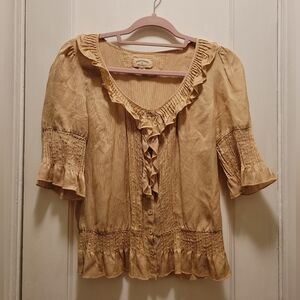 Converse John Varvatos Women's Vintage 100% Silk Blouse Size S Boho Western